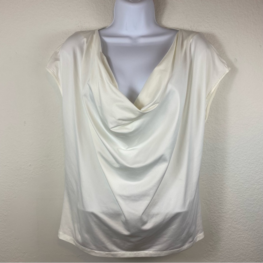 Halston Women’s Size 6 Cowl Neck Sleeveless Blouse Ivory‎ career office